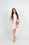 Sally Pink Check Brocade Dress