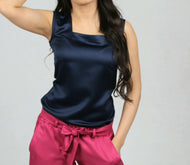 Cleo Navy Satin Blouse
